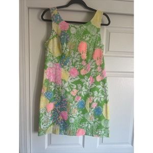 Lilly Pulitzer Hibiscus Stroll Print Lace Back Dobby Cotton Shift Dress Sz 4 NWT